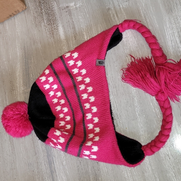 Girls The North Face brand Denali Pink Hat and Glove Warm Winter Set Sz S - Picture 8 of 10